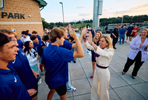 First Lady meeting college students at JMU Sentara Park event