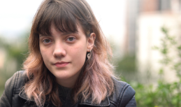 Face of young woman with brown hair